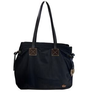 Dooney & Bourke Victoria Black Nylon Leather Trim Travel Tote Bag Pink Lining